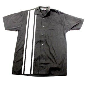 Mens TMR Tri-Mountain Racewear Black Button-Up Shirt W/ Scat Pack Logo & Striped